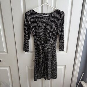 Ann Taylor Petite black white polka dot dress size SP